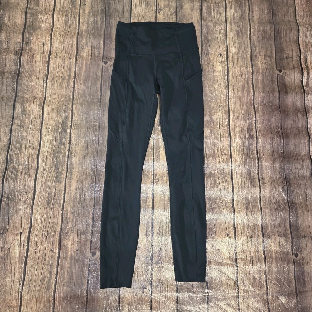 Lululemon Fast and Free High Rise Tight Womens 2 Black Leggings Side Pockets